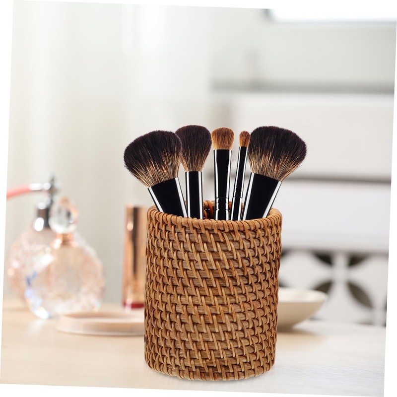 FUNOMOCYA 2Pcs Woven Pen Holders for Desk Multi Functional Rattan