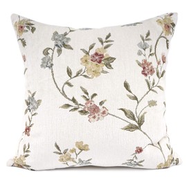 YOUR SMILE - Funda de cojín decorativa cuadrada con diseño de hojas florales blancas, 45,7 x 45,7 cm
