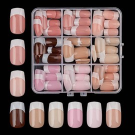 YoYoee 108-Piece Short Square Press on Nails - French False Nails | Nude Acrylic Full Cover Fake Nails for Women Elegant & Durable Artificial Nails for Instant Manicure
