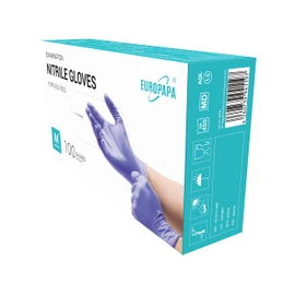 EUROPAPA® Disposable Nitrile Examination Gloves, Powder–Free, Latex–Free, Sterile, Box of 100, L, Purple