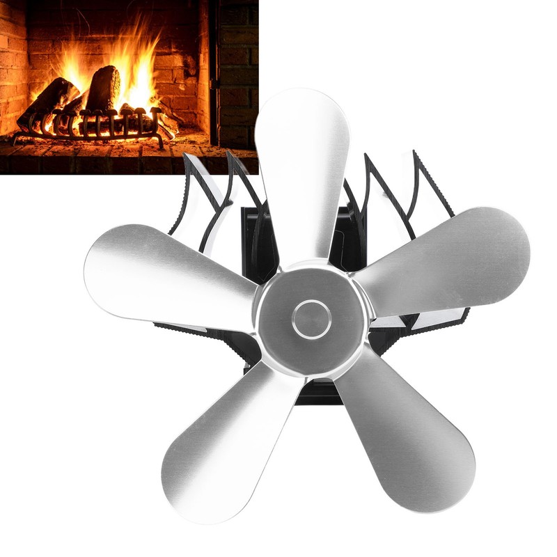 Wall Mounted Fireplace Fan 5 Blade Heat Powered Wood Stove