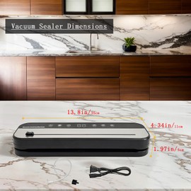 Vacuum Sealer Machine, Multifunctional Food Vacuum Sealer for Wet and Dry Modes, Built-in Cutter, Compact and Portable Design, Includes Vacuum Hose