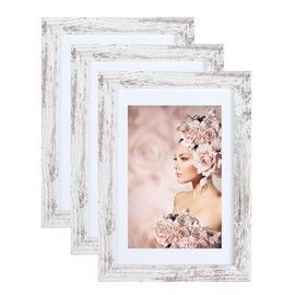 IDEAL TREND Pack of 3 Wooden Picture Frames Photo Plexi Frame Acrylic Collage Wall Decoration Poster S215: Colour: Shabby White Format: 15 x 20 cm