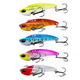 OriGlam 5pcs VIB Hard Fishing Lure Metal Fishing Spoon Hook Spoon Metal Fishing Bait Spinner Bait Spoon Curls Glitter Spoon