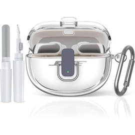 [Secure Lock] for Bose Ultra Open Earbuds Case(2024),  Clear TPU Shockproof Protective Cover for Bose Open Ear Wireless Earbuds Accessories with Cleaning Kit& Keychain (Clear) - Color: Clear Blue