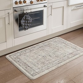 LEEVAN Anti Fatigue Kitchen Mats for Floor, 20" x 31" Light Grey Cushioned Kitchen Rugs,Non-Slip Waterproof Kitchen Sink Standing Mat Wipe Clean for Kitchen Floor