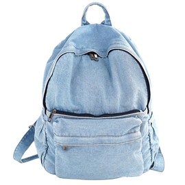 YunZh Denim Backpack Casual Style Lightweight Jeans Backpacks Classic Retro Travel Daypack