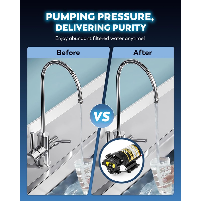 Moonshan 200GPD Booster Pump for RO System Complete Kit Suitable