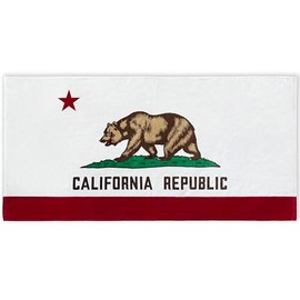 California Flag Beach Towel 30 x 60 inch 100% Cotton Printed Velour and Terry - Eco-Friendly (1 Towel 30" x 60")