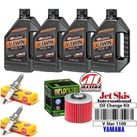 JSI Maxima Oil Kit Yamaha V Star 1100 Oil Change Tune Up Kit 20W50 4 Quarts Spark Plugs Oil Filter
