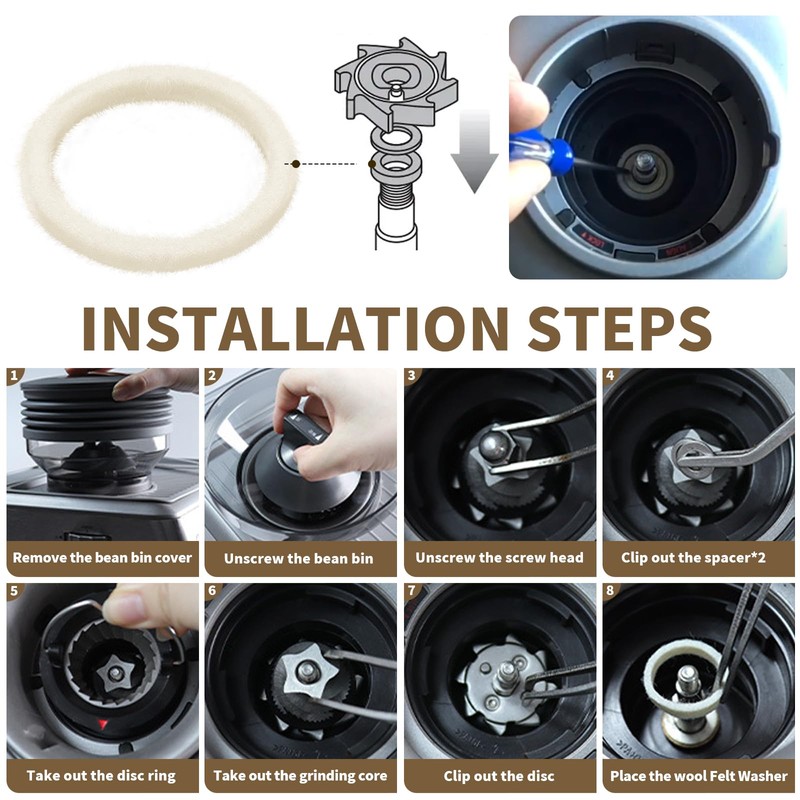 Felt Washer Compatible with Breville Espresso Machine Grinders Models Include