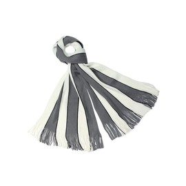 Dahlia Men's Winter Scarf - Synthetic Cashmere - Soft & Warm, Stripes White/Gray