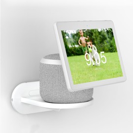 PlusAcc Homepod & Show 10 Wall Mount - Holder Stand Mount for Show 10 3rd Gen, Space Saving Alexa Accessories Bracket Shelf (White)