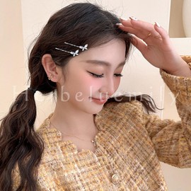 Herbeluemily Hairpin, Bijou, Hair Clip, Bangs Pin, Hair Clip, Bijou Stone, For Children, Glitter, Silver Butterfly