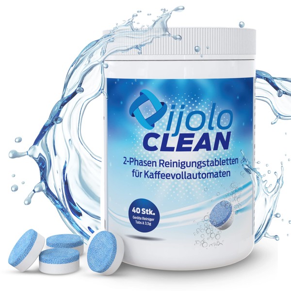 ijoloClean 2-Phase Cleaning Tablets for Fully Automatic Coffee Machines Compatible with Jura, Siemens, Melitta, WMF, Saeco and Much More 40 Tabs of 3.5 g by ijoloClean ® Cleaning Tabs Made in Germany!