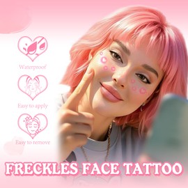 Wugbc Green Temporary Tattoos 8 Counts, Freckles Face Tattoo Stickers Party Decorations Accessories, Cute Fake Freckles Make up Patches Waterproof Faux Freckles