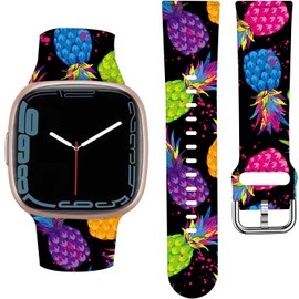 ANDRIU Compatible with Versa 4/Versa 3 Band for Women, Cute Fadeless Replacement Sport Band Strap for Versa 4/Versa 3 Smartwatch(Colorful Pineapple)