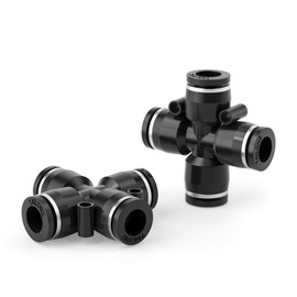 TAILONZ NEUMATIC - Accesorios de empuje rectos de plástico de 4 vías de 1/2 pulgadas de diámetro exterior, conectores de liberación rápida, accesorios de línea de aire, PZA-1/2 (paquete de 5)