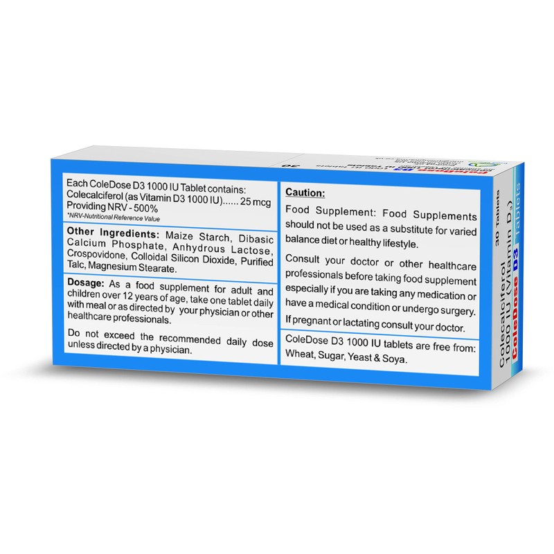 Vitamin D 1000 IU –Equivalent to 25 mcg - ColeDose