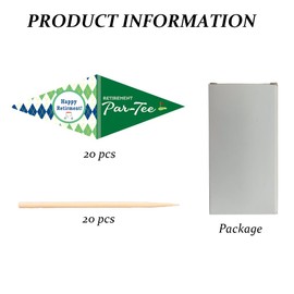 VOWFOO Golf Themed Toothpick Flags, 20 PCS Happy Retiremend Par-Tee Golf Cocktail Picks Mini Stick Cupcake Toppers Flags for Retirement Par-Tee Party Food Bar Decorations (Retirement Par-Tee)