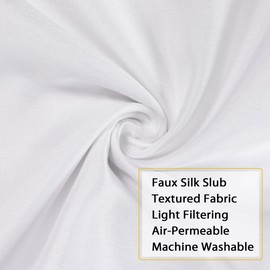 Chyhomenyc Uptown White Faux Silk Curtains 96 Inch Length 2 Panels for Bedroom, Shiny Luxury Light Filtering Slub Textured Soft Fabric Rod Pocket Window Drapes, Each 40x96 Inches, 8 FT