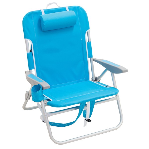 RIO beach Big Boy 4-Position 13" High Seat Backpack Beach or Camping Folding Chair, Turquoise