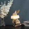 LAZHUG Scarf Rabbit Table Lamp,Resin Crafted Gold Bunny Lamp Featuring