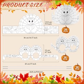 Yilloog 36 Pack Thanksgiving Paper Crowns Party Hats and 36 Pcs Thanksgiving Glasses Turkey Stuff Thanksgiving Party Decoration Supplies