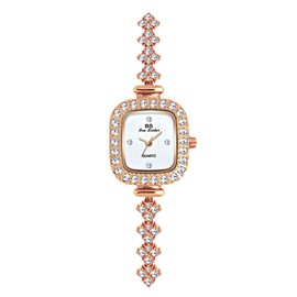 rorios Women's Watch Fashion Square Women Watch with Rhinestone Bracelet Analogue Quartz Watches Diamonds Waterproof Watch for Women, Rose Gold, Bracelet