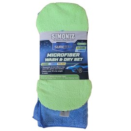 Simoniz 3-Piece Microfiber Car Wash/Dry Detail Kit –Ultra-Soft, Lint-Free Towels & Sponge for Scratch-Free Cleaning - Fast Absorbency, Streak-Free Polished Shine – DIY Auto,Car, Bike or Boat Detailing