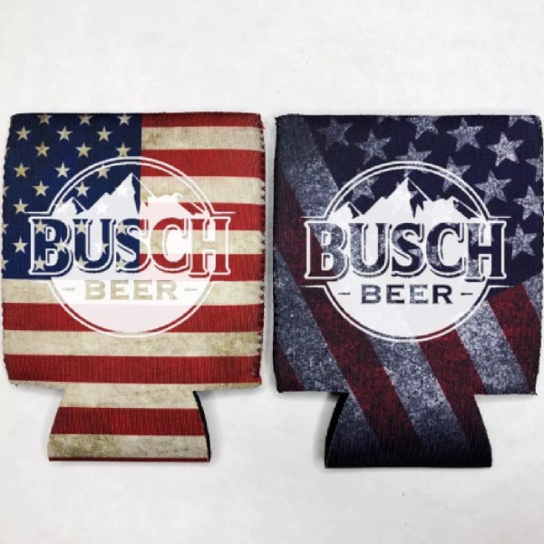 2 Busch Beer Can Cooler Coozie Koozie USA Flag Gift