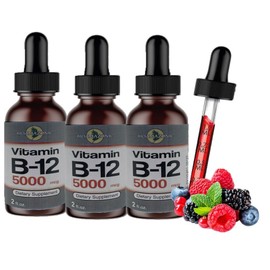 Sublingual B 12 Vitamin B12, 5000 mcg, 3-in-1 Organic Liquid Vitamin B12, 90-Day Supply (6 Oz)