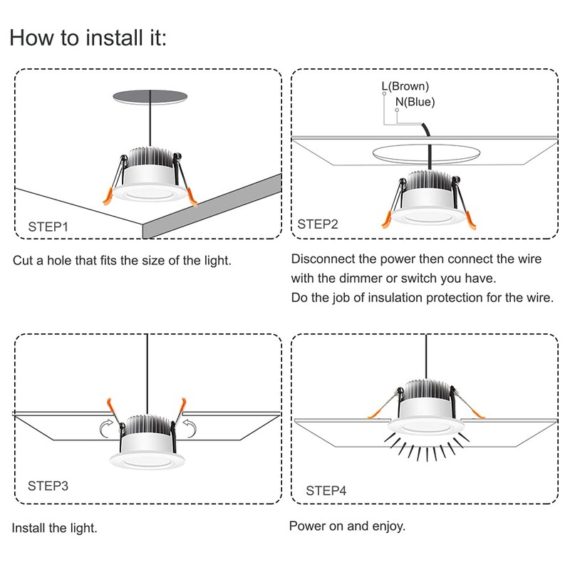 LEDLightsWorld 2 Inch LED Recessed Lighting Dimmable Downlight, 3W(35W Halogen