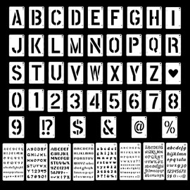 FANOST 50 PCS Letter and Number Stencils for Painting On Wood Wall Cakes Poster Sign Fabric Kids Scrapbook Cards, Alphabet Stencils Large and 2 inch for Crafts Reusable