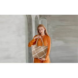 Fashion Woven Tote Bag for Women, Shopper Bag Soft Vegan Leather Hand-woven Handbag with Purse