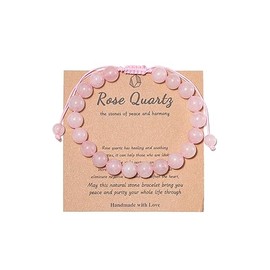 Pingyongchang Stress Anxiety Relief Yoga Bracelet,Pink Essential Oil Bracelet for Women Birthday Gifts Trendy Stuff Healing Gifts Natural Stone Mantra Beaded Bracelets for Men-Rose Quartz