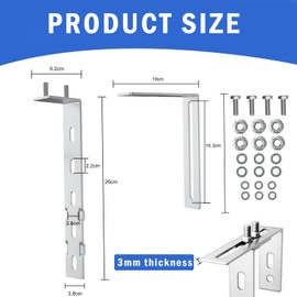 STFALI Pack of 2 Hooks for Bracket Balcony Power Station, Solar Panel Holder Hook, Balcony Bracket for Solar Panels Hooks, Brackets for Square Balcony Terrain Solar Mounting No Drilling (Thickness 3
