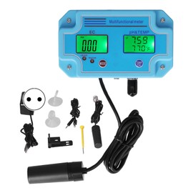 PH EC Temperature Meter DC 6V High Accuracy Portable LCD Hydroponic Monitor Multifunctional TesterEU Plug 220V