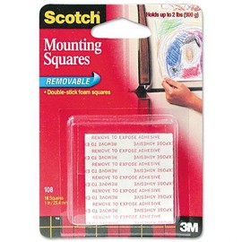 Scotch : Precut Foam Mounting 1 Squares, Double-Sided, Removable, 16 Squares/pack -:- Sold as 2 Packs of - 16 - / - Total of 32 Each