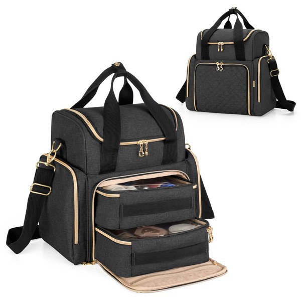 Luxja Travel Makeup Bag with 2 Removable Cases, Cosmetic Bag
