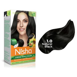 Nisha Creme Hair Color (60gm + 60ml + 18ml Nisha Conditioner for Each) Combo Pack Of Natural black & Flame Red