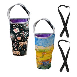 Tumbler 30oz Carrier Holder Pouch with Shoulder Strap, Fit for YETI, Rtic, Atlin, Ozark Trail, Rambler 30 oz Insulated Tumbler Coffee Cup, Neoprene Sleeve with Carrying Handle - 2 Styles