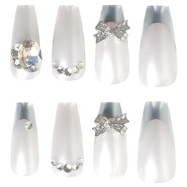 Kamio Japan 226209 Nail Tip, Long Square Type, PEARL WHITE