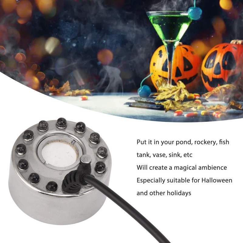 Color 12 LED Mist Maker Fogger Water Fountain Pond Fog