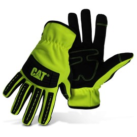 CAT® CAT012250L Touchscreen High Impact Utility Gloves – Large, Black, Safety Work Gloves with Molded Knuckle & Finger, Spandex Back, Open Cuff
