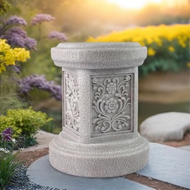 TB TIBAG Classic Statuary Stand Outdoor Pedestal Sculpture Decor Plinth Base Riser, Garden or Home Resin Statuary Pedestal, 12.6"(H) x 9.5"(L) x 9.5"(W) (Round)