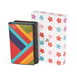 VISCONTI Leather Wallet - RFID Protection Women's Purse - XL 14 cm x 10 cm - Purse with Press Stud for Additional Security Bifold Wallet with Gift Box, multi-coloured, Modern