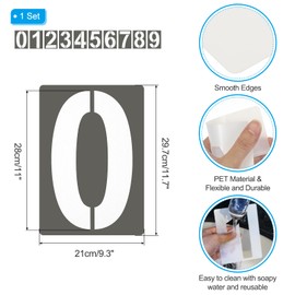 PATIKIL 10 Stück 27,9 cm große Zahlenschablonen, 0-9 Adressnummern-Schablone, wiederverwendbare digitale Kunststoffschablonen zum Basteln, Zeichnen, Holzschablonen, Vorlagen, Weiß