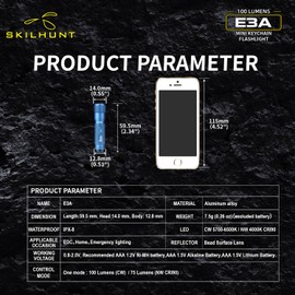 SKILHUNT E3A Small Keychain Mini Light Super Tiny Key Chain Torch AAA Battery(Included) Pocket EDC LED Flashlight for Indoor and Outdoor (Carbon Black)