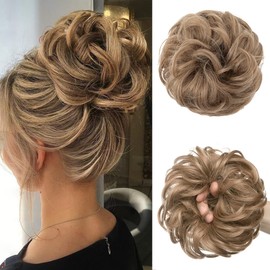 JJstar Hair Pieces Large Hair Ties for Women Curly Wavy Hair Pieces Bun and Ponytail Synthetic Bun for Women (Dark Blonde)